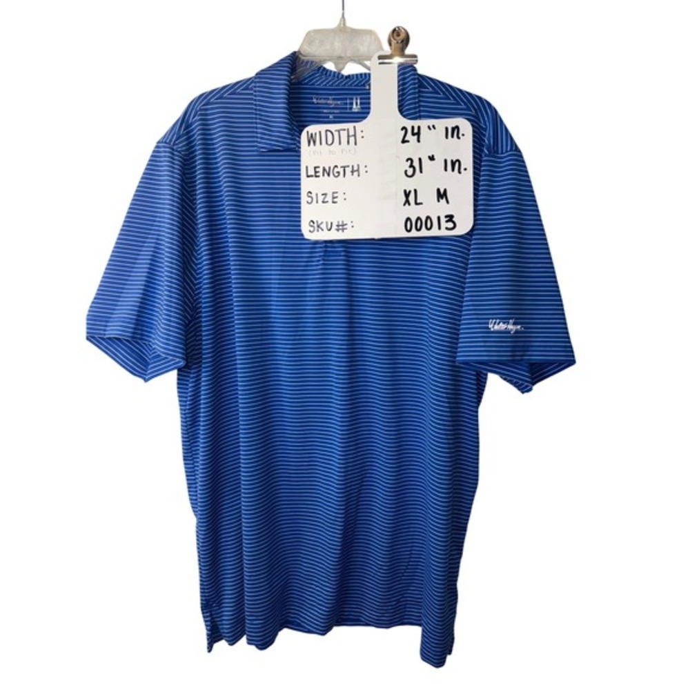 Walter Hagen Mens XL Blue White Stripe Golf Polo‎ Shirt Short Sleeve Performance - Picture 2 of 6